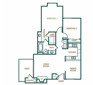 two bedroom one bathroom doll house floorplan