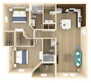 2 bedroom 2 bath floor plan