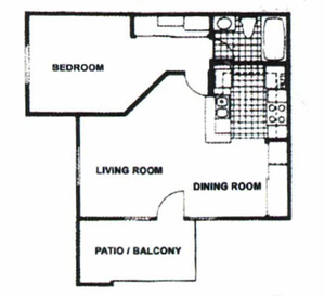 One Bedroom One Bathroom Floor Plan
