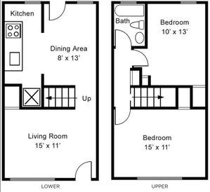 2BR/1BA Floorplan