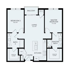 B1a | 2 bed 2 bath | 1092 sq ft