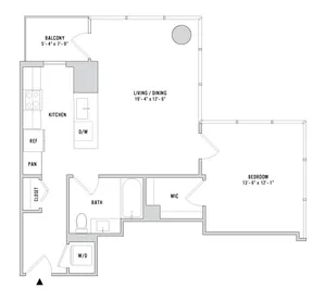 One Bedroom A-04 - 824 Sq. Ft. - Floors 3-4