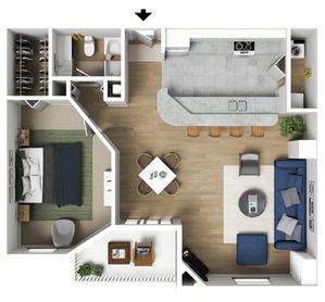 One Bedroom | 812 sqft | Full-Size Washer/Dryer | Oversized Closet | Patio/Balcony or Solarium