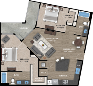 2+2C Floor Plan
