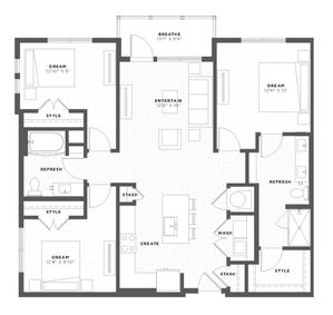 three bedroom floor plan