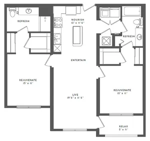 Spacious Two Bedroom Two Bathroom with Open Concept