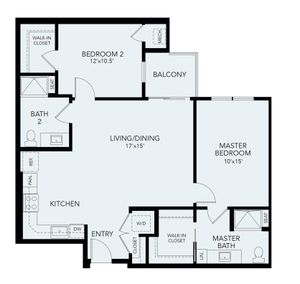 B2 | 2 bed 2 bath | 1106 sq ft