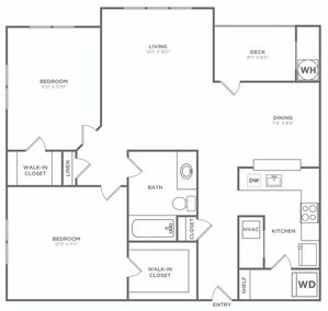 Two Bedroom One Bath (942 SF)