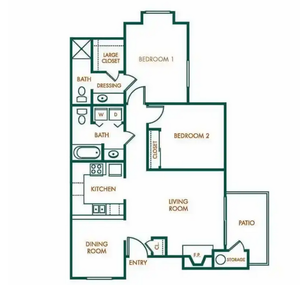 two bedroom two bathroom doll house floorplan
