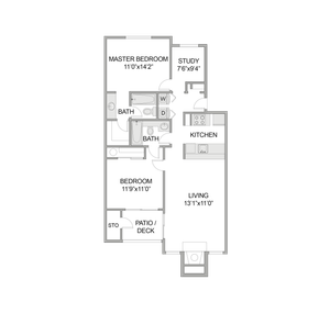 2 Bed 2 Bath with Den