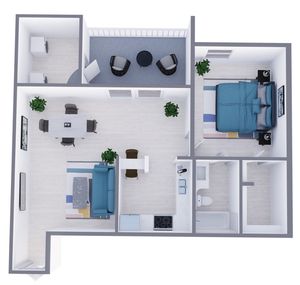 A5 Classic floor plan featuring 1 bedroom 1 bathroom