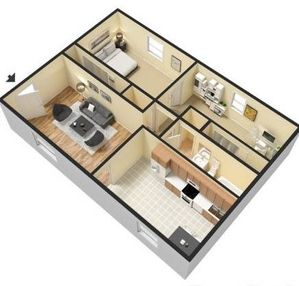 One Bedroom One Bath 950 Sq Ft
