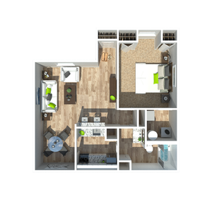 1 bedroom 1 Bathroom layout