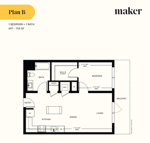 1 bedroom Plan B
