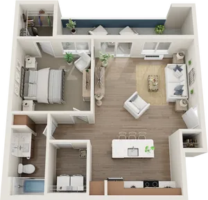 1 bedroom cobalt floor plan
