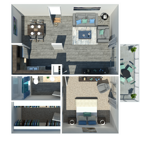 One Bedroom One Bathroom Floorplan