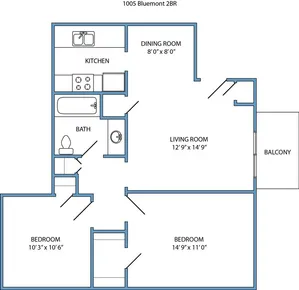 2-bed, 1-bath