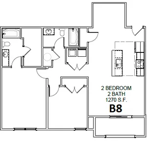 2 bedrooms, 2 baths