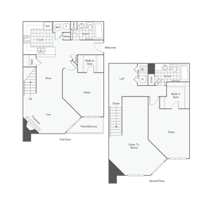 2 BR x 2 BA - C1 Floorplan