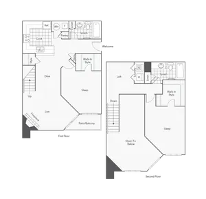 2 BR x 2 BA - C1 (Affordable 50) Floorplan