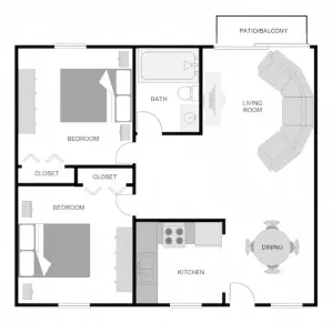 2 bedroom 1 bath apartment