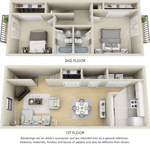 Parkside 2 bedrooms 2.5 bathrooms floor plan
