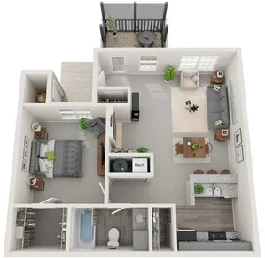 One Bedroom | 760 sqft | Screened-in Porch | Fireplace in Selected Units | Vaulted Ceiling in Selected Units