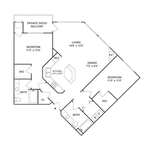 2x2e | 2-Bedroom Floorplan
