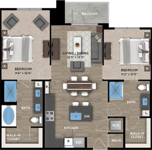 2+2B Floor Plan