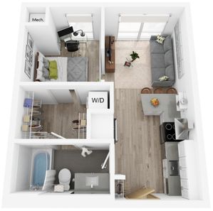 Plan K | 1 bedroom, 1 bathroom