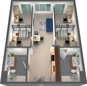 2BR 2 BA - Quad