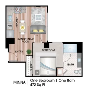 1 Bed |  1 Bath |  "apartment"