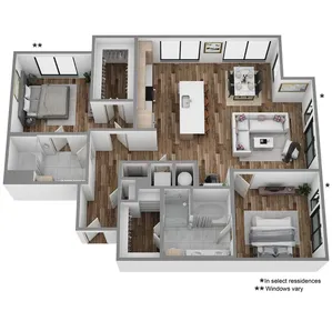 M: 2 Bed / 2 Bath