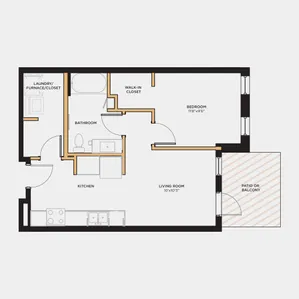 Studio 1 bath 572 sq. ft.