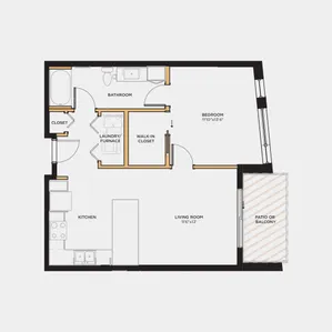 1 bed 1 bath 716 sq. ft.