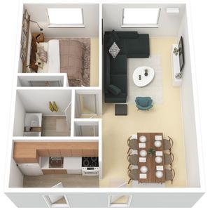 One Bedroom | 628 sqft | Galley Kitchen