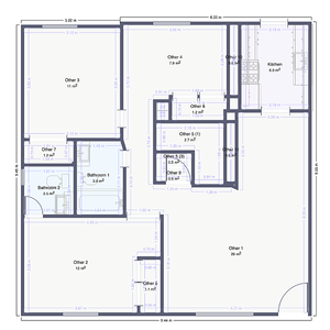 Sunridge Apartment Homes three bedroom two bathroom floor plan with dimensions in Englewood CO