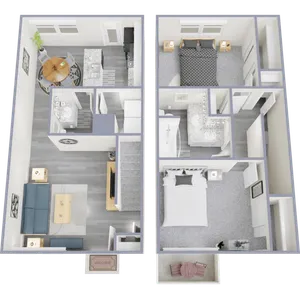 2 bedroom, 1.5 bath