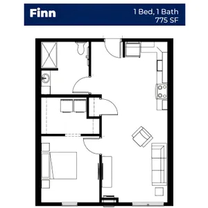 Boulevard III - One Bed Floorplan
