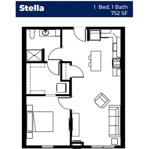Boulevard III - 1 Bed 1 Bath Floorplan