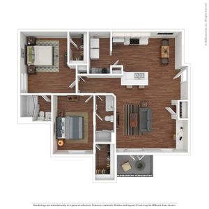 2 Bedroom Floor Plan | Housing at University of Alabama | Vie at University Downs