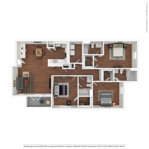 3 Bedroom Floor Plan | UA Housing Off Campus | Vie at University Downs