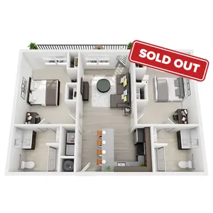 2 Bdrm Floor Plan | apartments near texas state | Vie Lofts at San Marcos