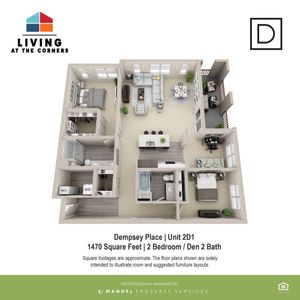 2 BR+ DEN/2BA