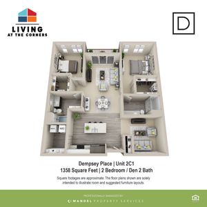 2BR +Den/ 2BA