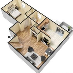One Bedroom 850 SF Floorplan