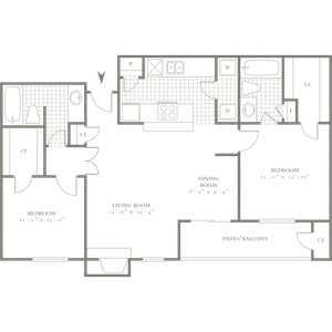 Two Bed/Two Bath 1027sqft