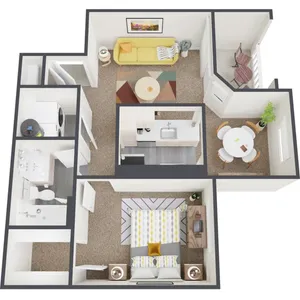 Spacious 1 bedroom + 1 bathroom floor plan in the Westchase neighborhood of Houston, Texas