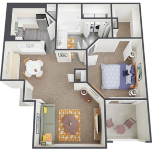 Spacious 1 bedroom + 1 bathroom floor plan in the Westchase neighborhood of Houston, Texas