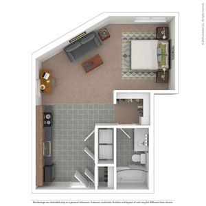 Cloud on Fifth - One-Bedroom Floor Plan